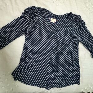 Anthropologie Maeve navy blue and white striped top